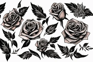 Roses in crescent moon shape tattoo idea