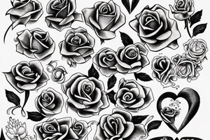 Rose and hearts near anchor tattoo idea