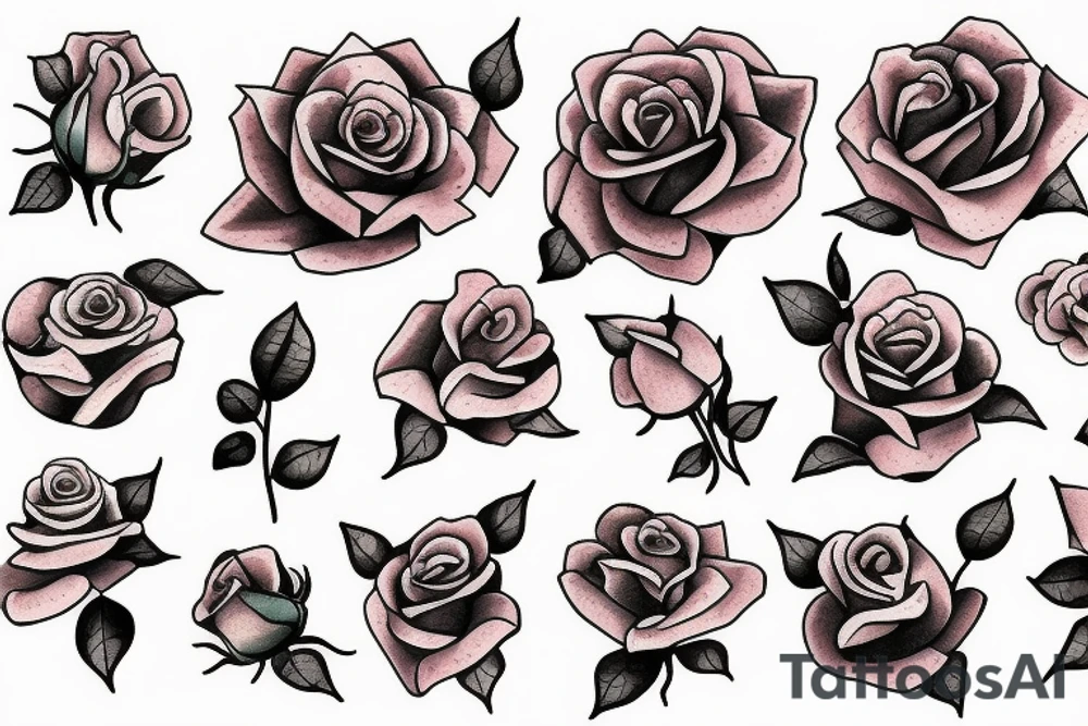 Rose and hearts near anchor tattoo idea