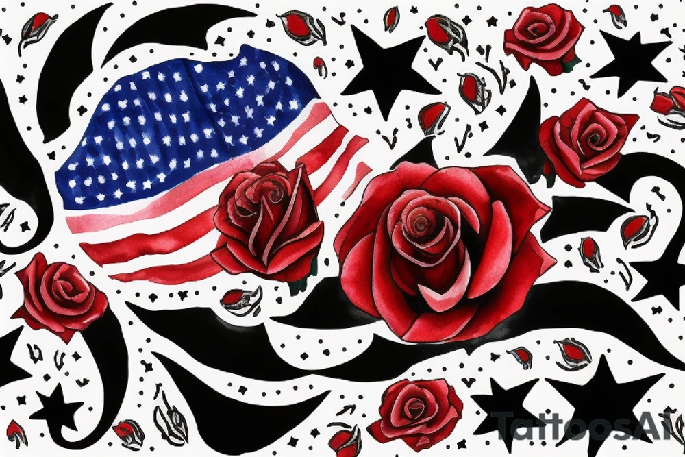 Chicago flag with roses for stars tattoo idea