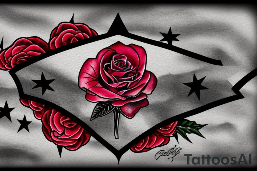 Chicago flag with roses for stars tattoo idea