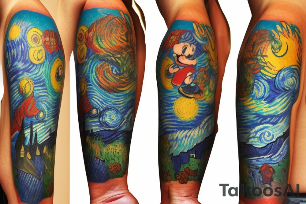 Sleeve with Disney, soccer, travel, chocolate chip cookies, gummi bears tattoo idea