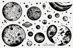 the planet Mars in dotwork style tattoo idea