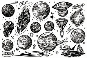 the planet Mars in dotwork style tattoo idea