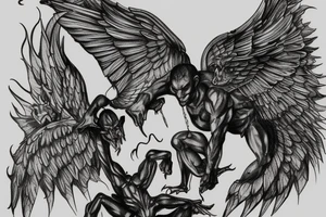 Gargoyle with large wings crouching down tattoo idea