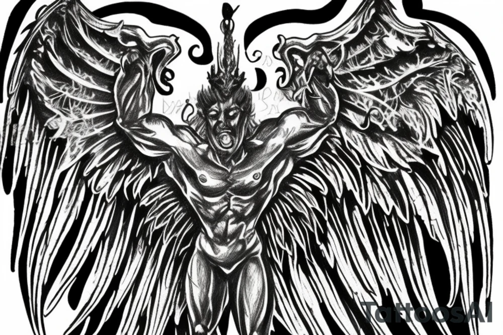 Gargoyle with large wings sitting tattoo idea