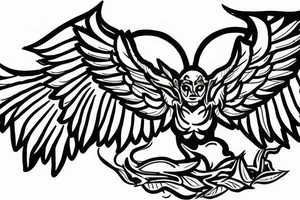 Gargoyle with large wings perched tattoo idea