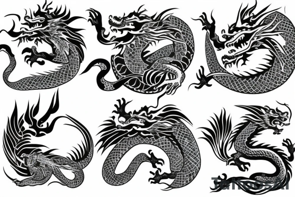 dragon with a Balinese pattern tattoo idea