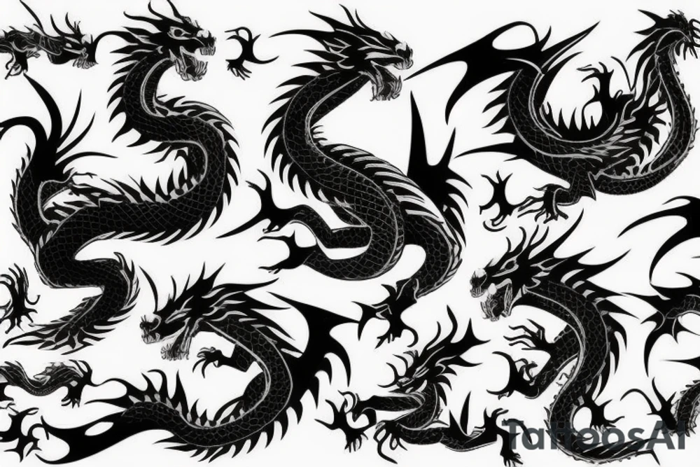 full back dragon tattoo with a Yakuza pattern tattoo idea