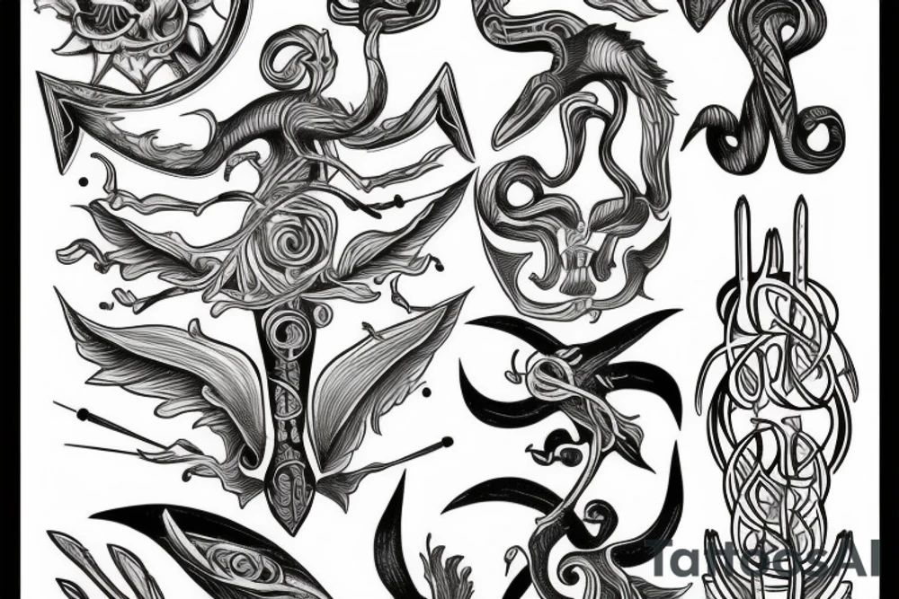 "Non deficere" writes with the Poseidons trident tattoo idea