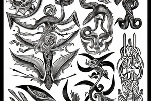 "Non deficere" writes with the Poseidons trident tattoo idea