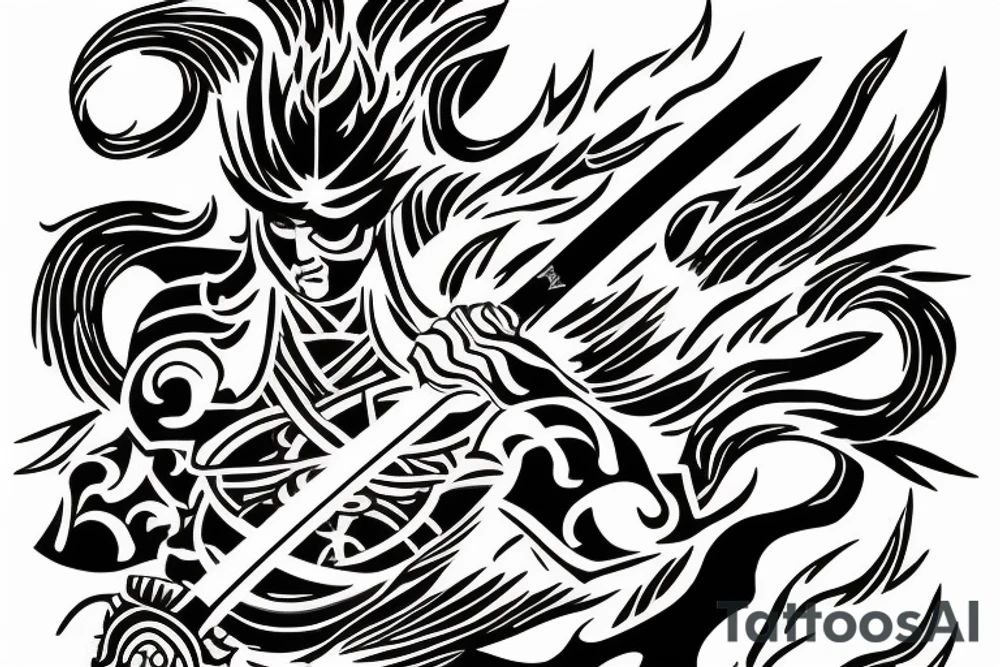 Zenitsu surrounded by lightning drawing sword tattoo idea