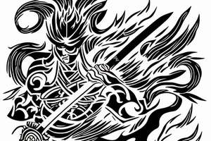 Zenitsu surrounded by lightning drawing sword tattoo idea