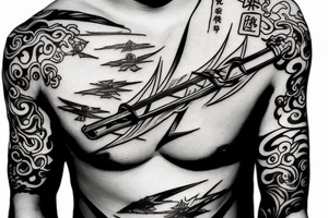 Zenitsu surrounded by lightning drawing sword tattoo idea