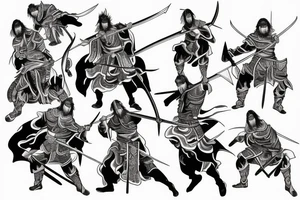 Swordsmen surrounded by lightning drawing sword tattoo idea