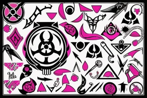 Biohazard sign with pink triangles tattoo idea