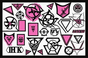 Biohazard sign with pink triangles tattoo idea