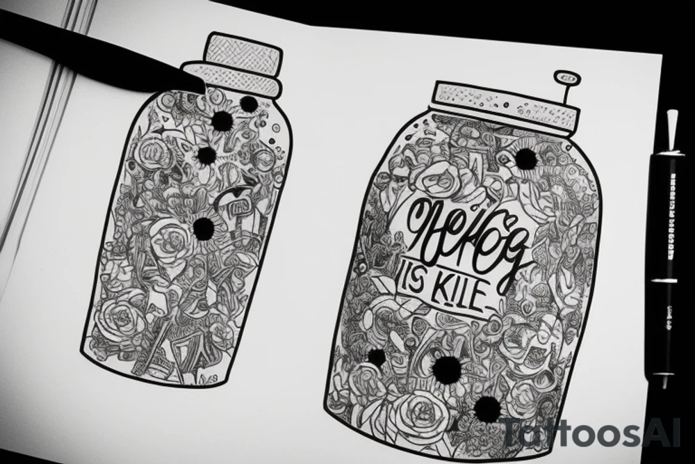 Gaze into her killing jar I'd sometimes stare for hours, She even poked the holes so I can breathe tattoo idea