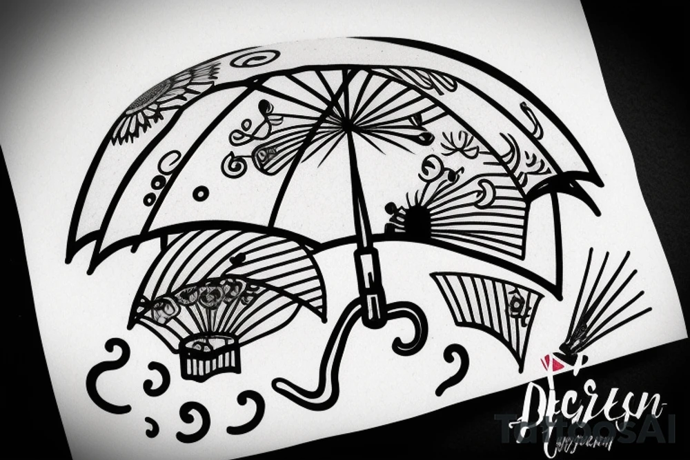 upside down umbrella with storm tattoo idea