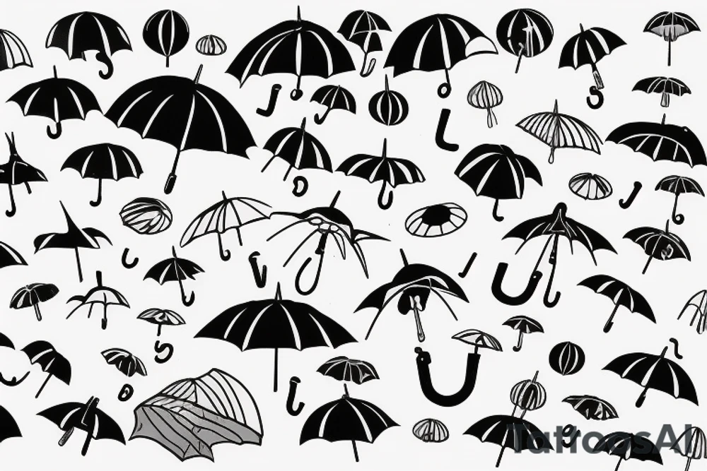 upside down umbrella with storm tattoo idea