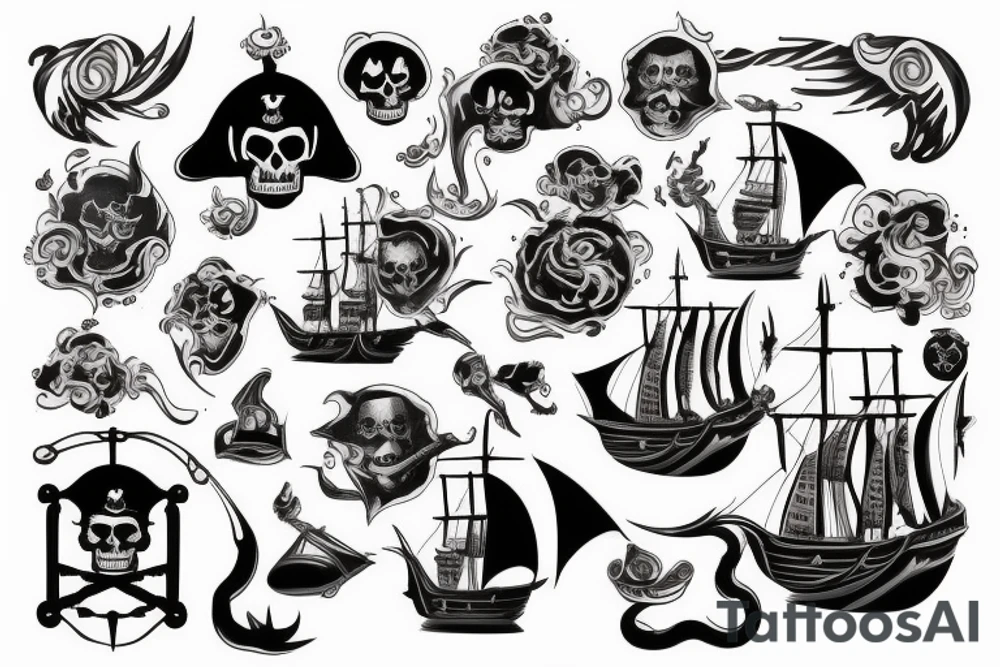 pirate ship and storm tattoo idea