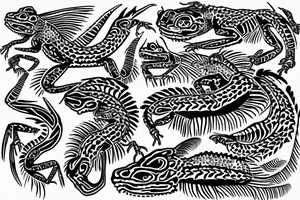 Lizards with inca peruvian design inside body tattoo idea