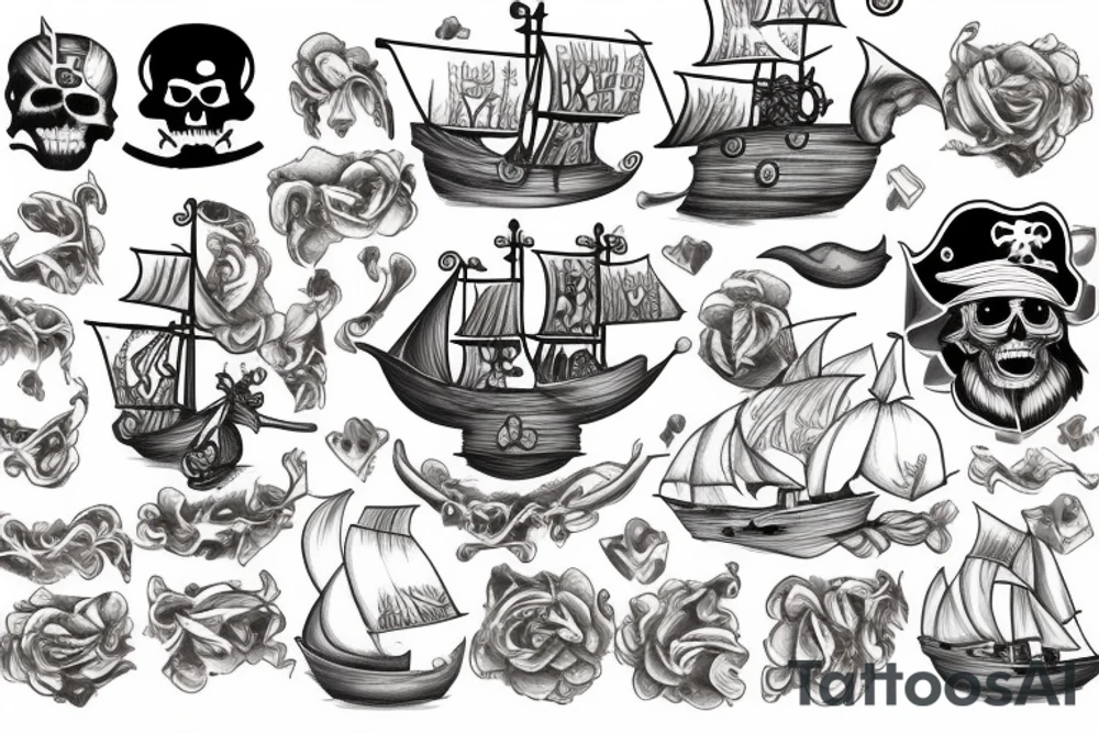 pirate ship and storm tattoo idea