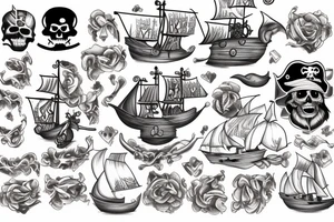 pirate ship and storm tattoo idea