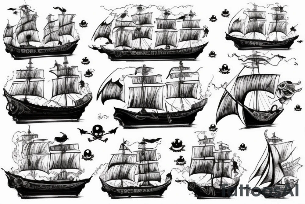 pirate ship and storm tattoo idea