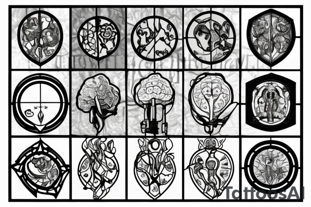Stained glass window of a brain tattoo idea