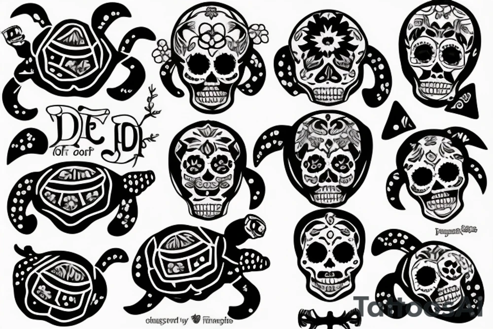 day of the dead girl turtle tattoo idea