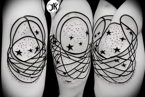 A Bubble In The Middle With A Ribbon Tied onto it, stars surrounding the bubble tattoo idea