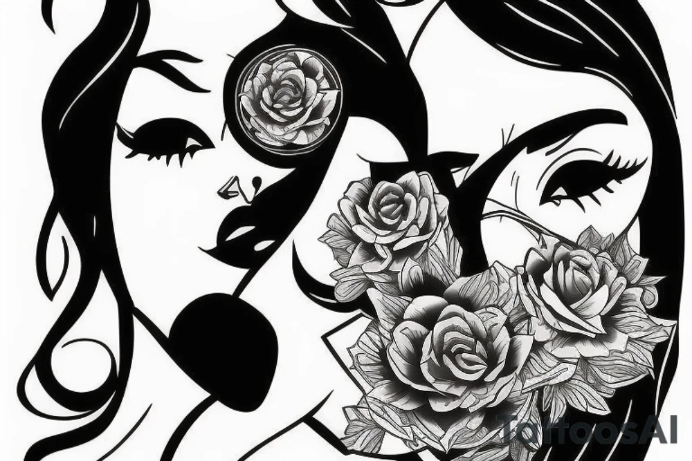 Girl with mask tattoo idea
