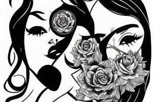 Girl with mask tattoo idea