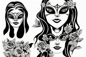 Girl with mask tattoo idea
