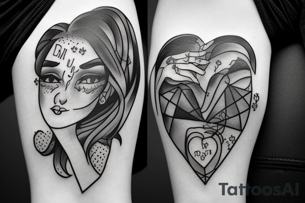 Gangster girl holding a broken heart tattoo idea