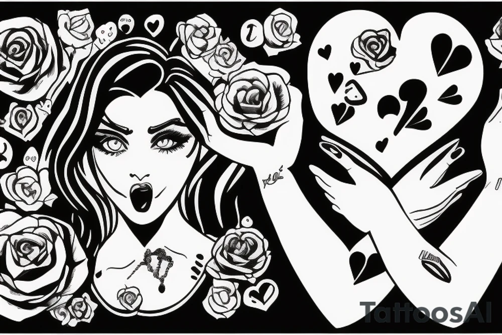 Gangster girl holding a broken heart tattoo idea