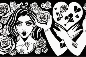 Gangster girl holding a broken heart tattoo idea