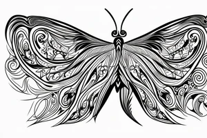 The black butterfly that one side of the wing is Wave tattoo idea