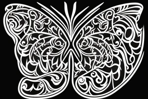 The black butterfly that one side of the wing is Wave tattoo idea