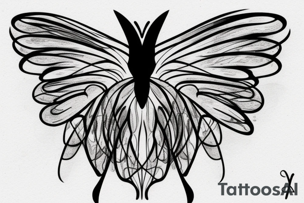 The black butterfly that one side of the wing is Wave similar to Shawn Mendes tattoo tattoo idea