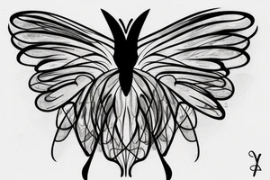 The black butterfly that one side of the wing is Wave similar to Shawn Mendes tattoo tattoo idea