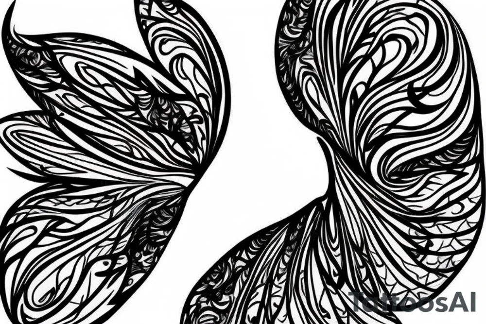 The black butterfly that one side of the wing is Wave similar to Shawn Mendes tattoo tattoo idea