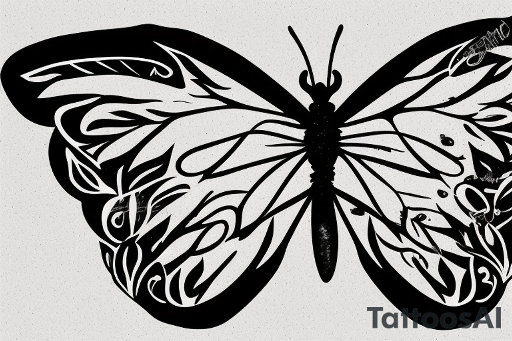 The black butterfly that one side of the wing is Ocean similar to Shawn Mendes's tattoo tattoo idea