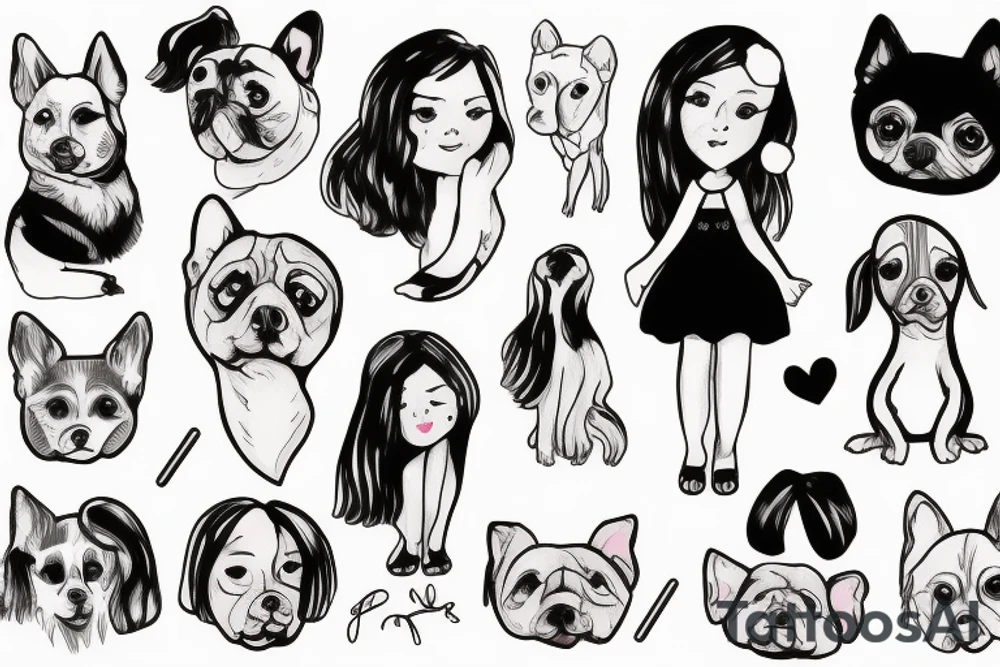 Girl with a small dog tattoo idea