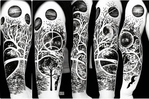 Chemistry elements with a tree and planets with dna tattoo idea