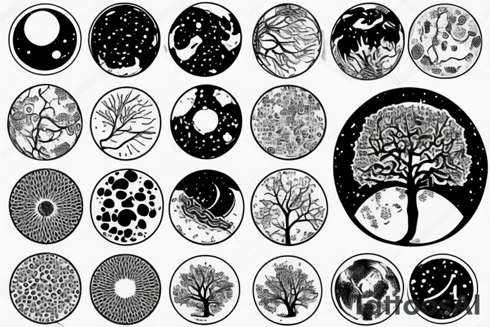 Chemistry elements with a tree and planets with dna tattoo idea