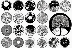 Chemistry elements with a tree and planets with dna tattoo idea