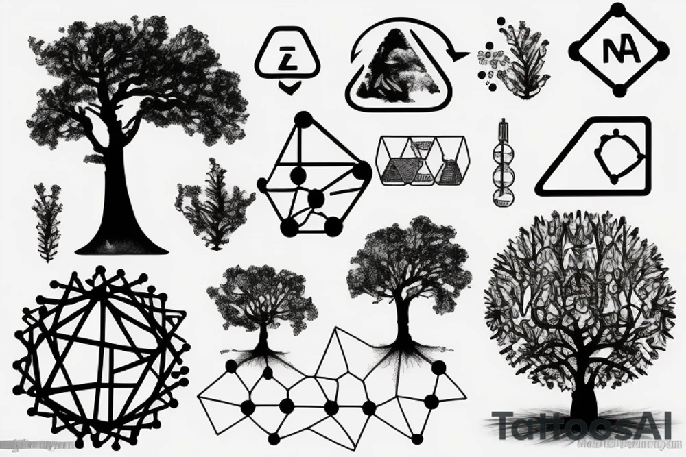 Chemistry elements with a tree and with dna tattoo idea