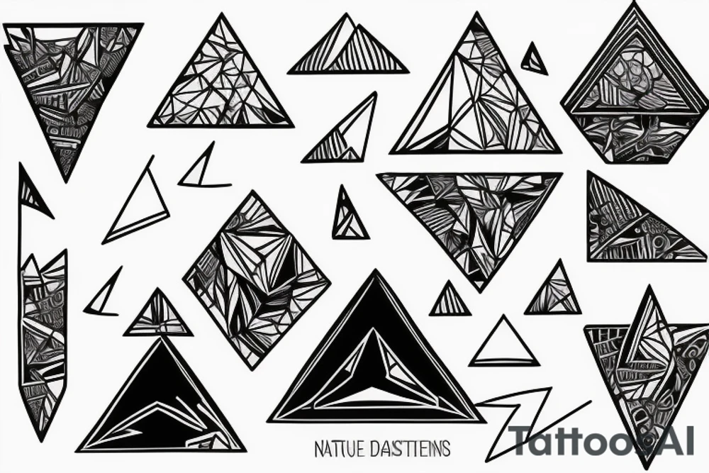 Triangles with a nature and city scenery tattoo idea Triangles with a nature and city scenery tattoo idea